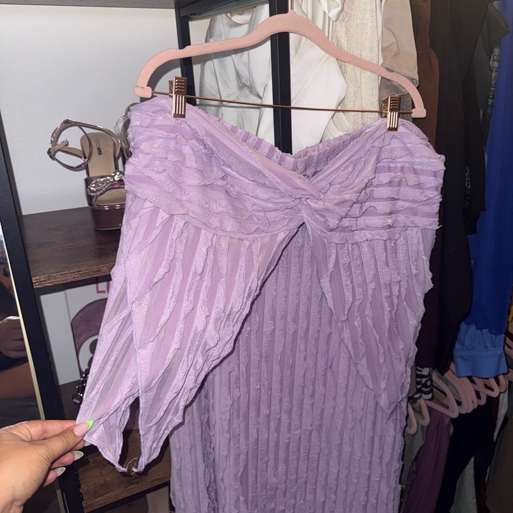 Lavender Textured Skirt and Top Set